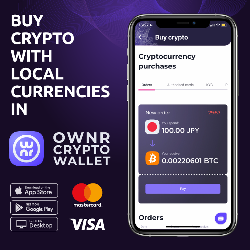 Buy and sell cryptocurrency with OWNR Wallet